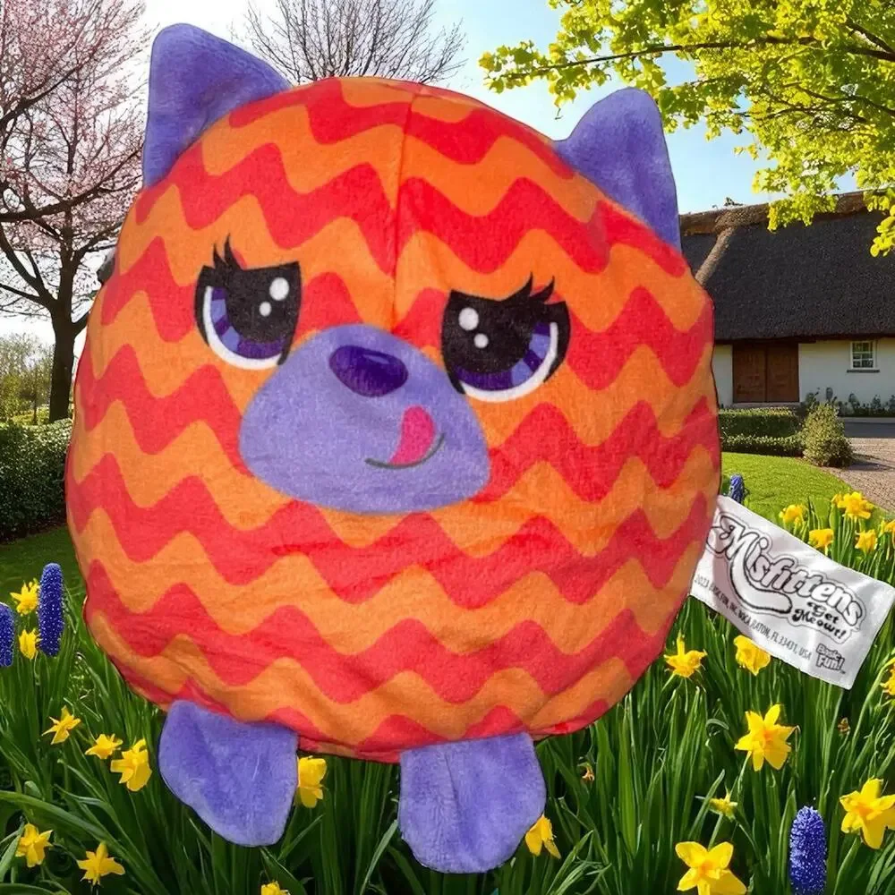 Misfittens Cat Plush Get Meowt of Here Orange Purple Stuffed Animal Kitten 9